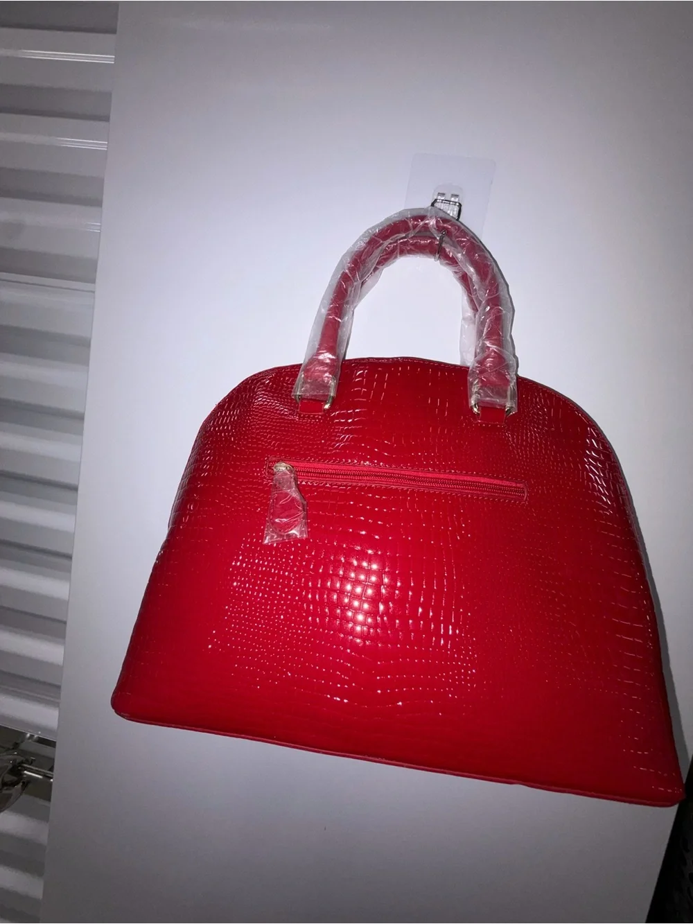 FASHION Red Embellished Dome Satchel Bag